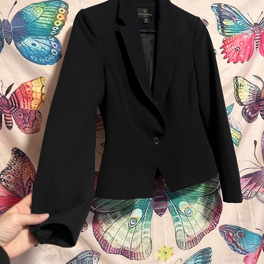 Black Petite One Button Blazer - image 7